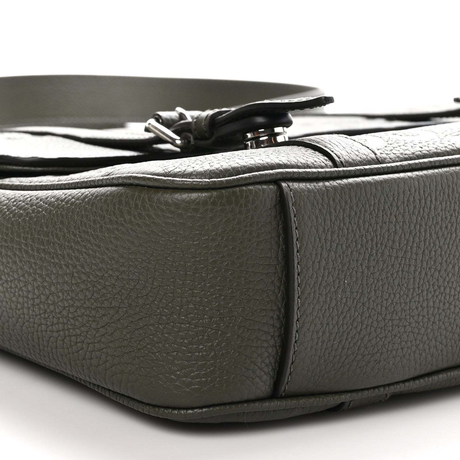 Gucci Calfskin Jumbo GG Embossed Double Buckle Medium Messenger Bag Dark Vintage Olive 9 of 10