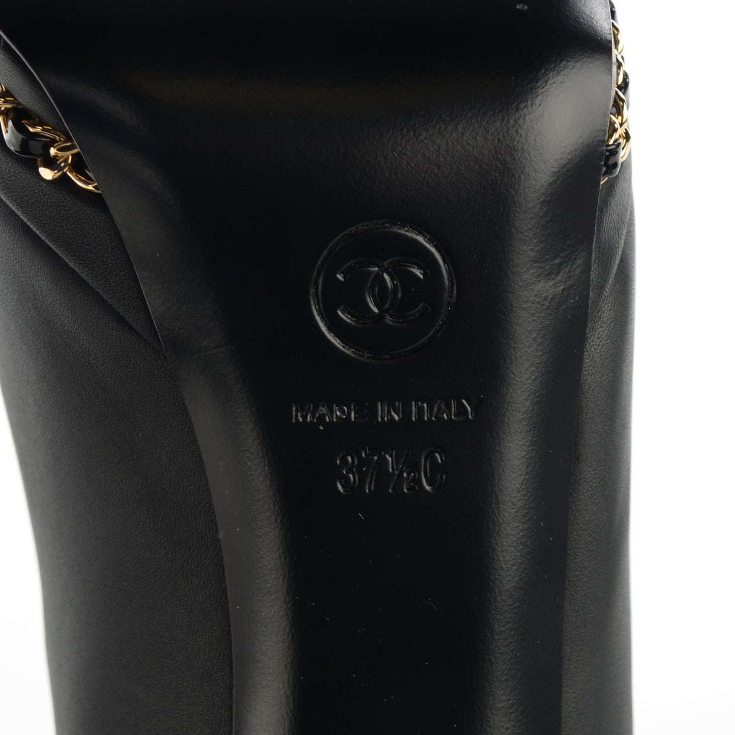 Calfskin Platform Chain Pumps 37.5 Black