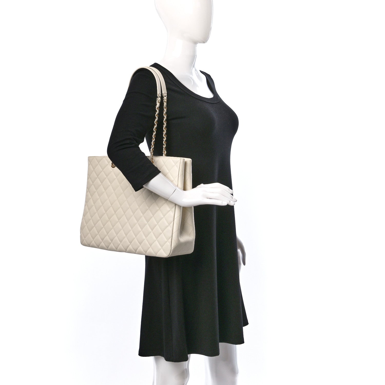 Chanel Caviar Quilted Large Classic Shopping Tote White 2 of 16