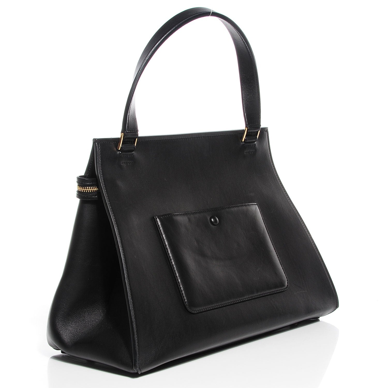 Celine Smooth Calfskin Large Bi-Color Edge Shoulder Bag Beige Black 3 of 7