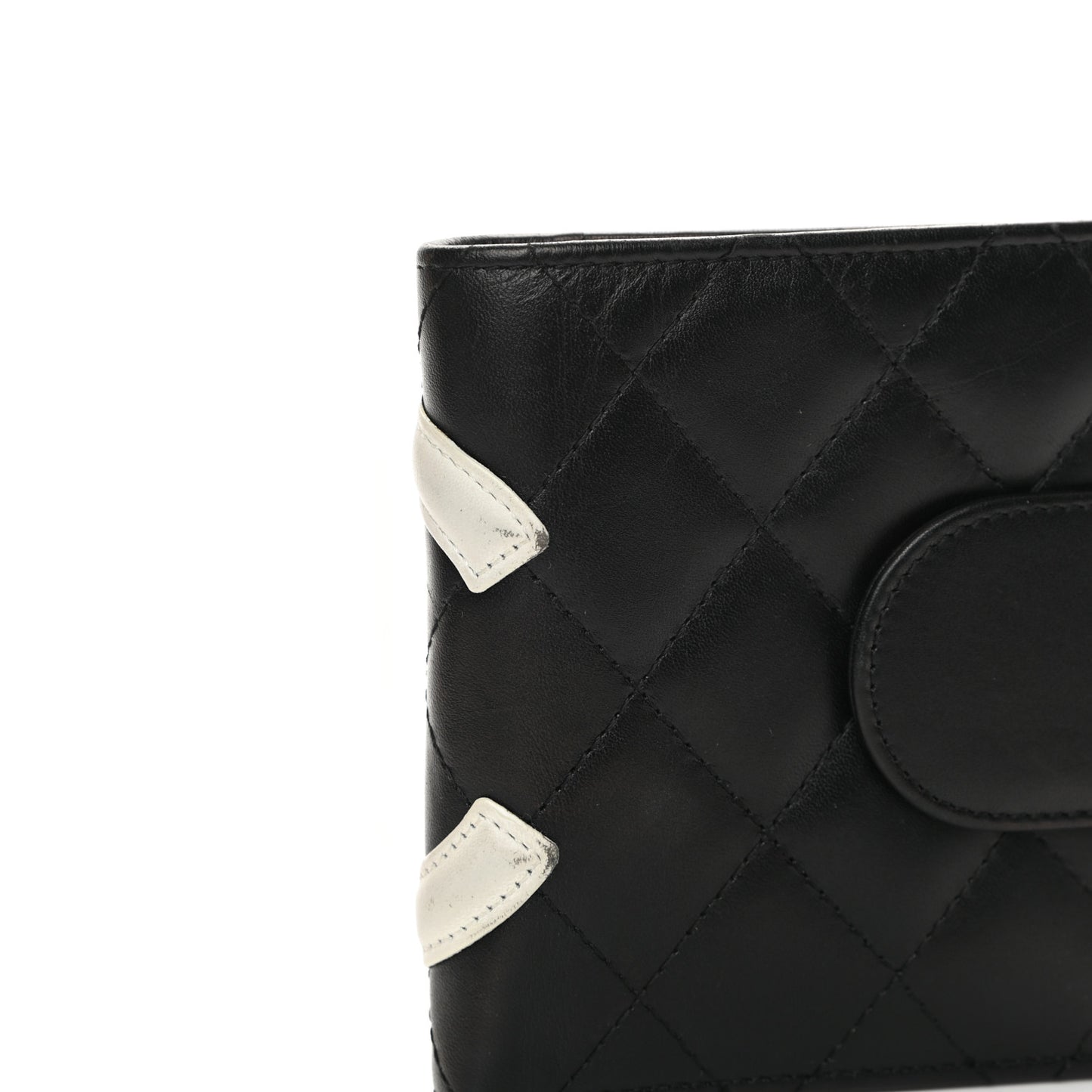 Calfskin Quilted Cambon Bi-Fold Wallet Black White