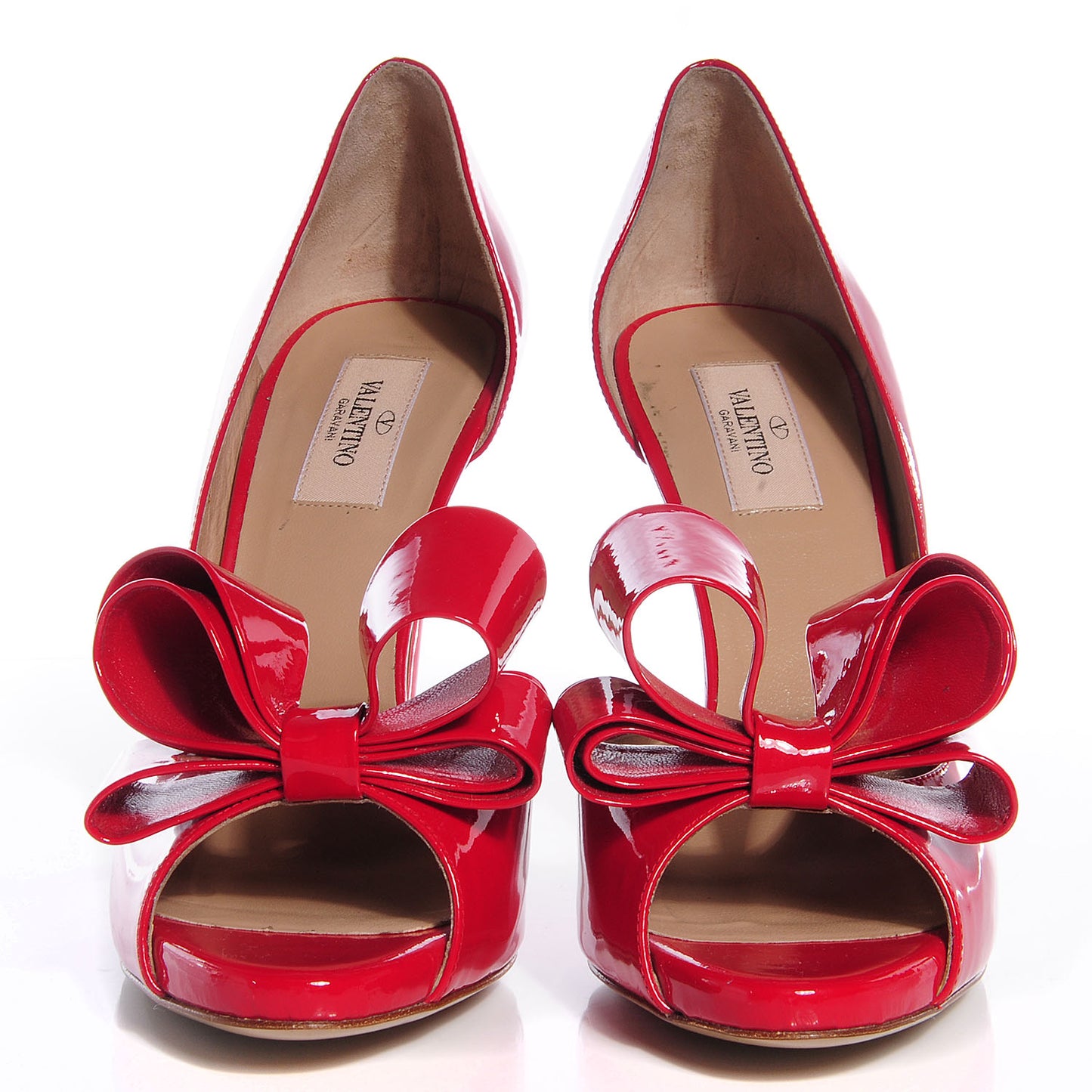 Patent Couture Bow Peep Toe d'Orsay 15/110mm Pumps 39.5 Rosso Valentino