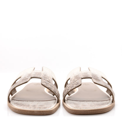 Hermes Matte Niloticus Crocodile Himalaya Oran Sandals 36 Blanc 40 3 of 11