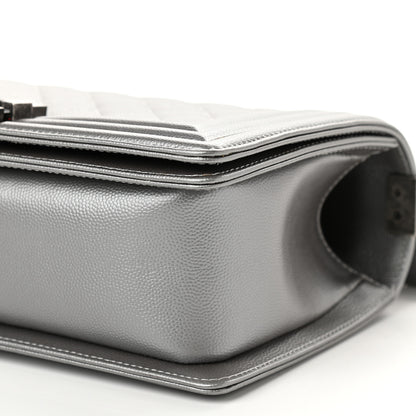 Chanel Metallic Caviar Quilted Medium Boy Flap Silver 9 of 9