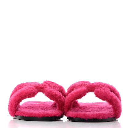 Hermes Woolskin Oran Sandals 38 Rose Fuchsia 2 of 9