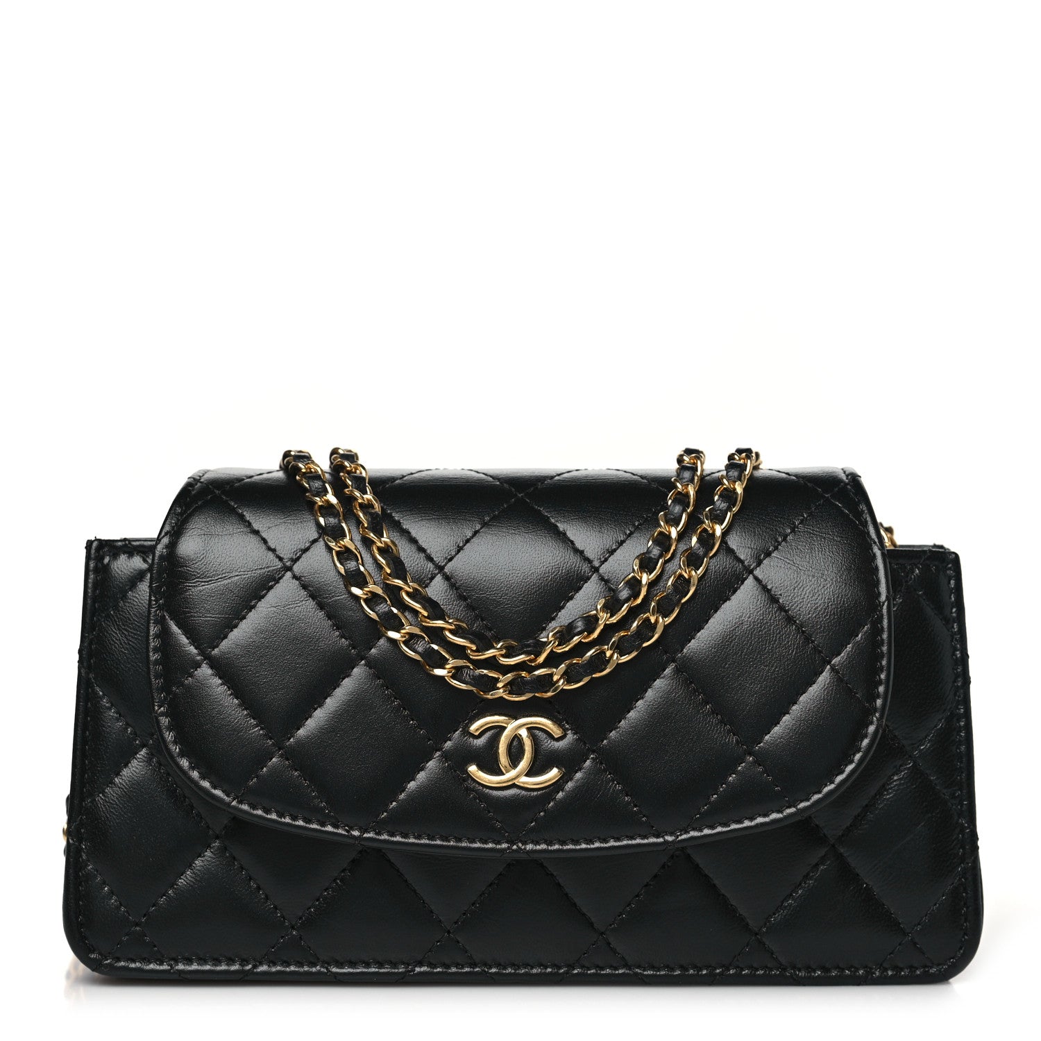 Chanel Lambskin Quilted Phone Holder Flap Black 1 of 10