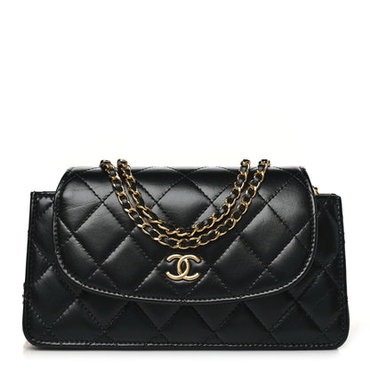 Chanel Lambskin Quilted Phone Holder Flap Black 1 of 10