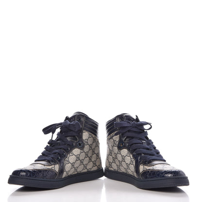 Gucci GG Plus Monogram Crocodile Embossed Coda Sneakers 39.5 Blue 6 of 12