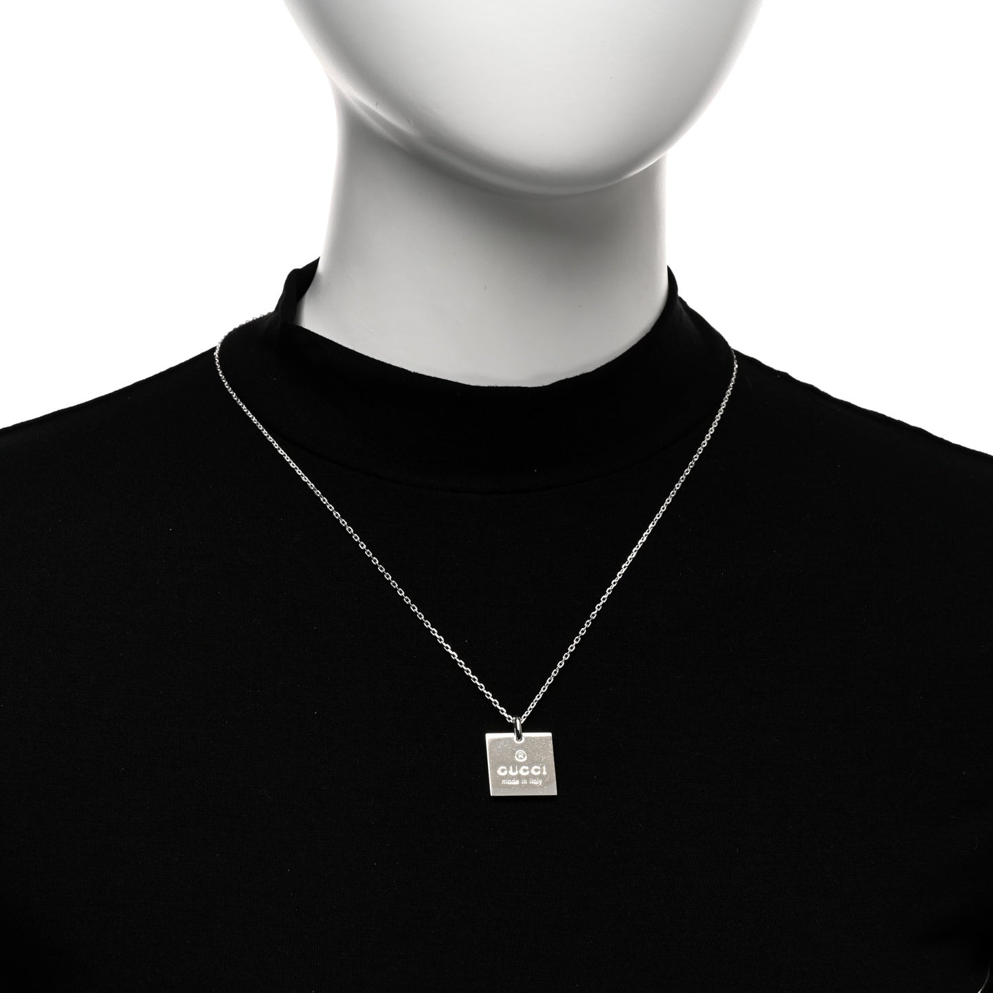 Sterling Silver Trademark Logo Square Pendant Necklace