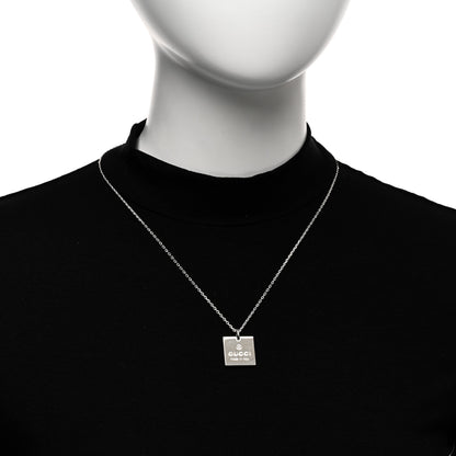 Gucci Sterling Silver Trademark Logo Square Pendant Necklace 2 of 4