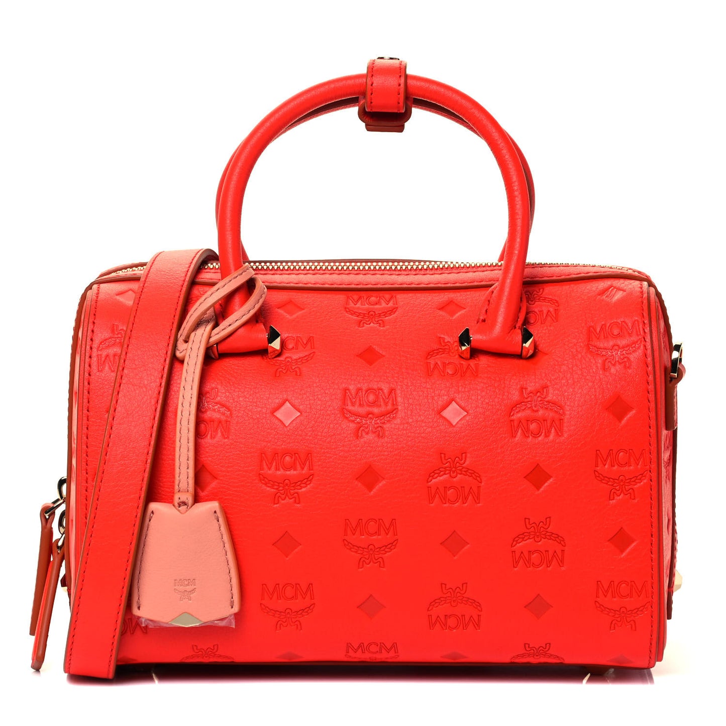 Calfskin Ottomar Monogram Small Essential Boston Bag Red