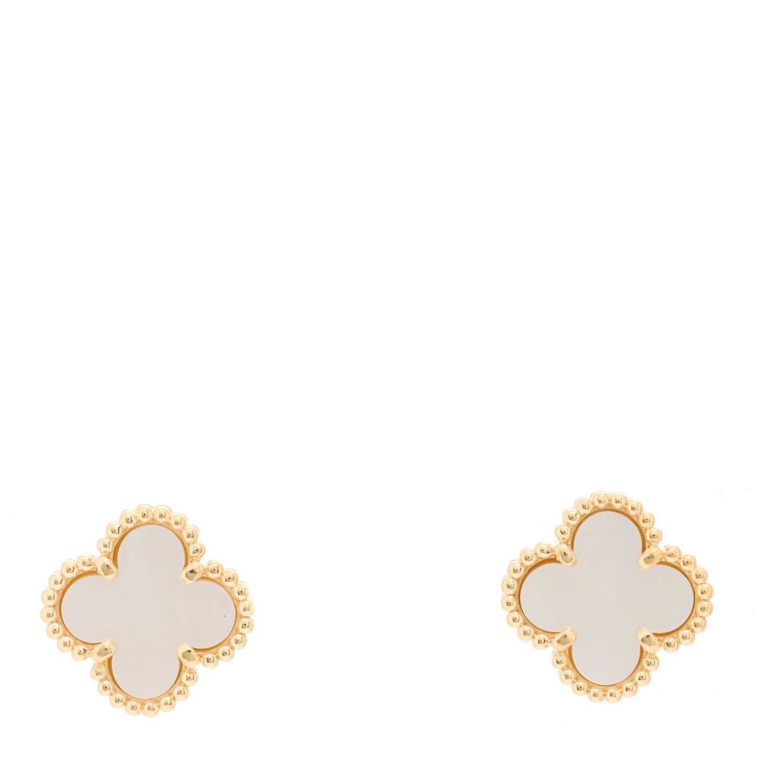 Van Cleef & Arpels 18K Yellow Gold Mother of Pearl Sweet Alhambra Earrings 1 of 4