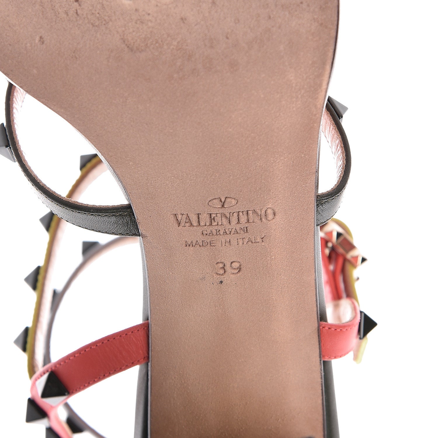 Valentino Garavani Calfskin Rockstud 90mm City Sandals 39 Coral Sky Army 8 of 15