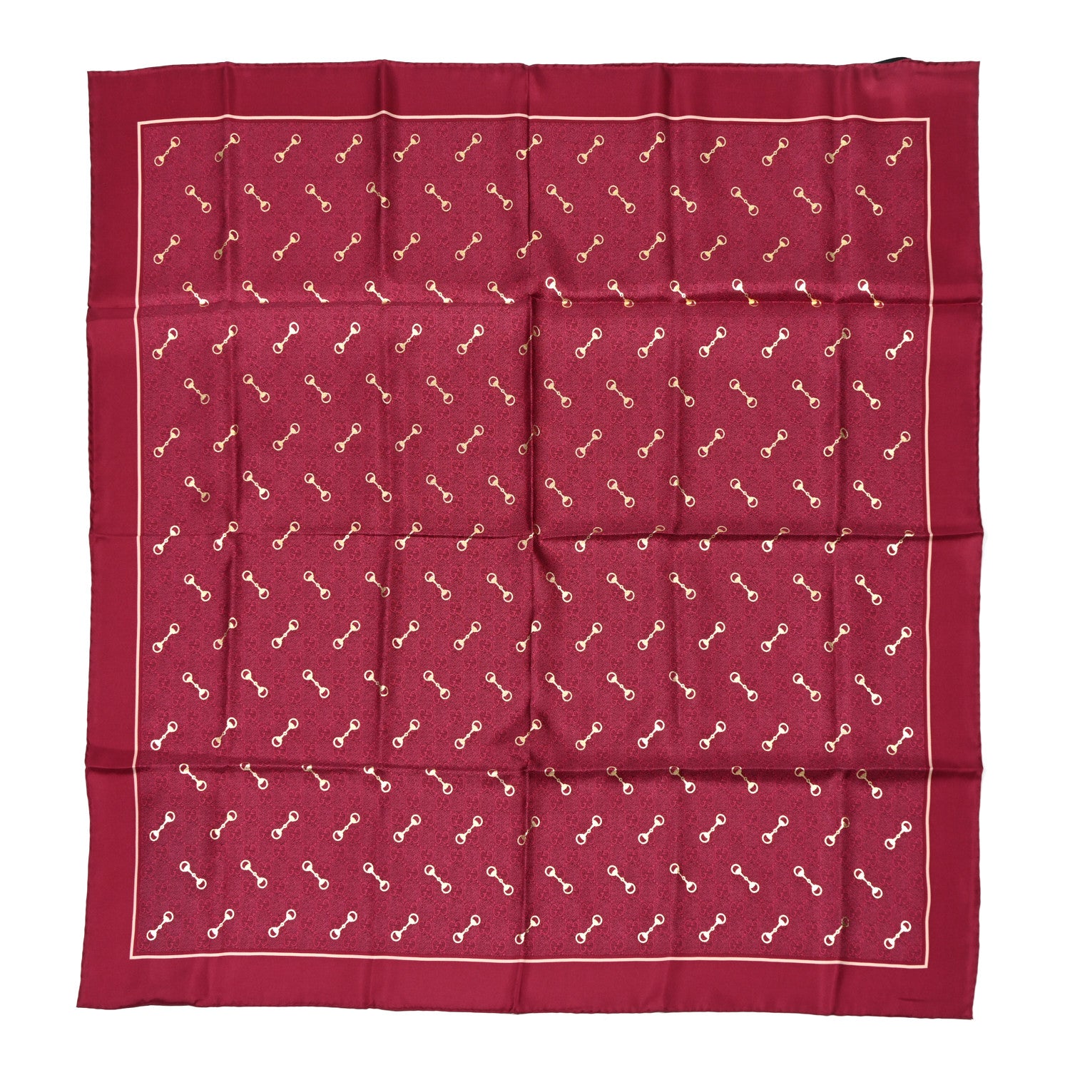Gucci Modal Silk GG Gold Horsebit Square Scarf Pink Gold 1 of 3