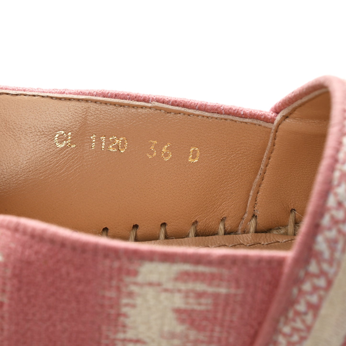 Cotton D-Stripes Embroidered Granville 15mm Espadrilles 36 Deep Nude