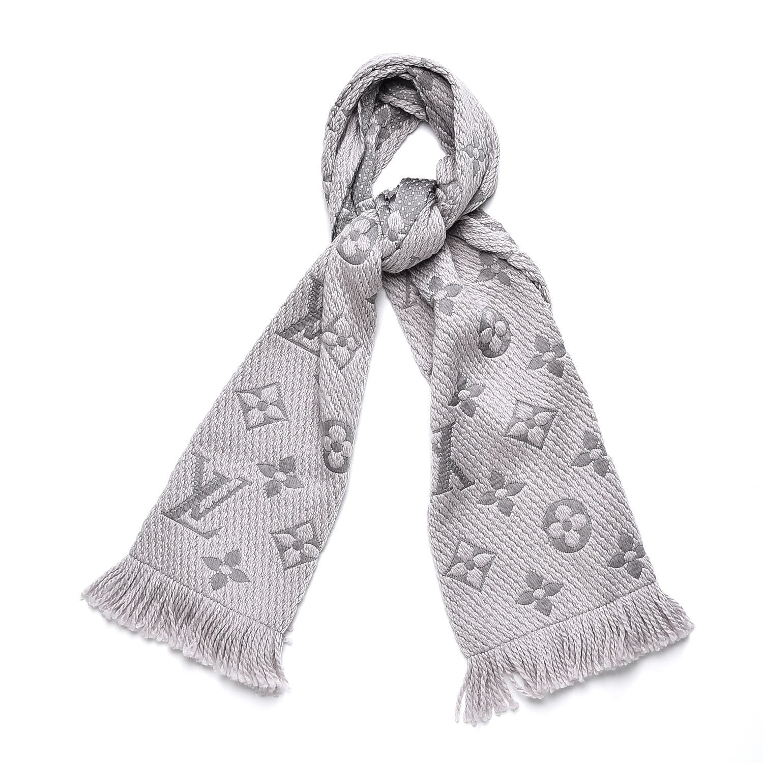 Louis Vuitton Wool Silk Logomania Scarf Pearl Grey 1 of 4