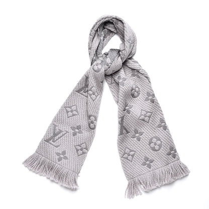 Louis Vuitton Wool Silk Logomania Scarf Pearl Grey 1 of 4
