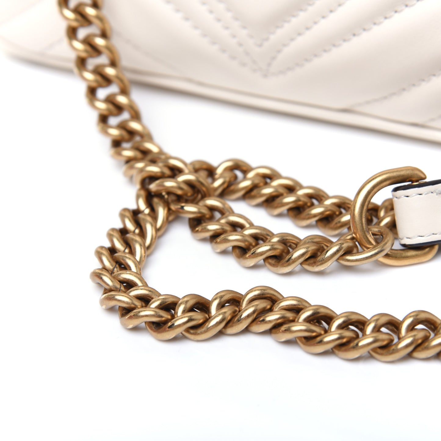 Calfskin Matelasse Mini GG Marmont Shoulder Bag White