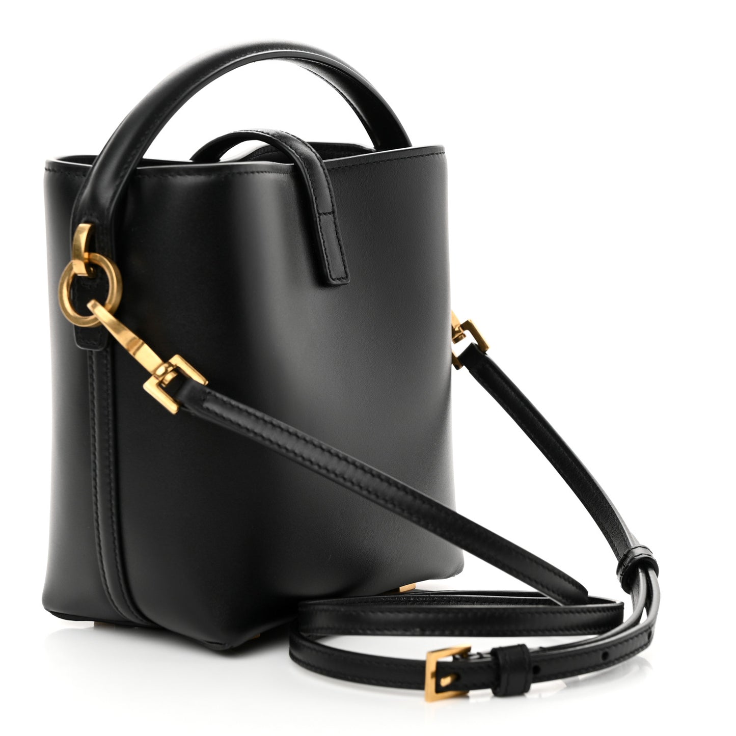 Shiny Calfskin Le 37 Mini Bucket Bag Black