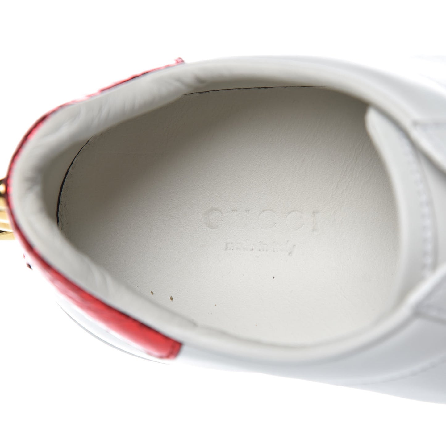 Calfskin Web Pearl Studded Womens Ace Sneakers 37.5 White
