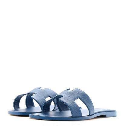 Hermes Epsom Oran Sandals 39 Bleu Bleuet 4 of 11