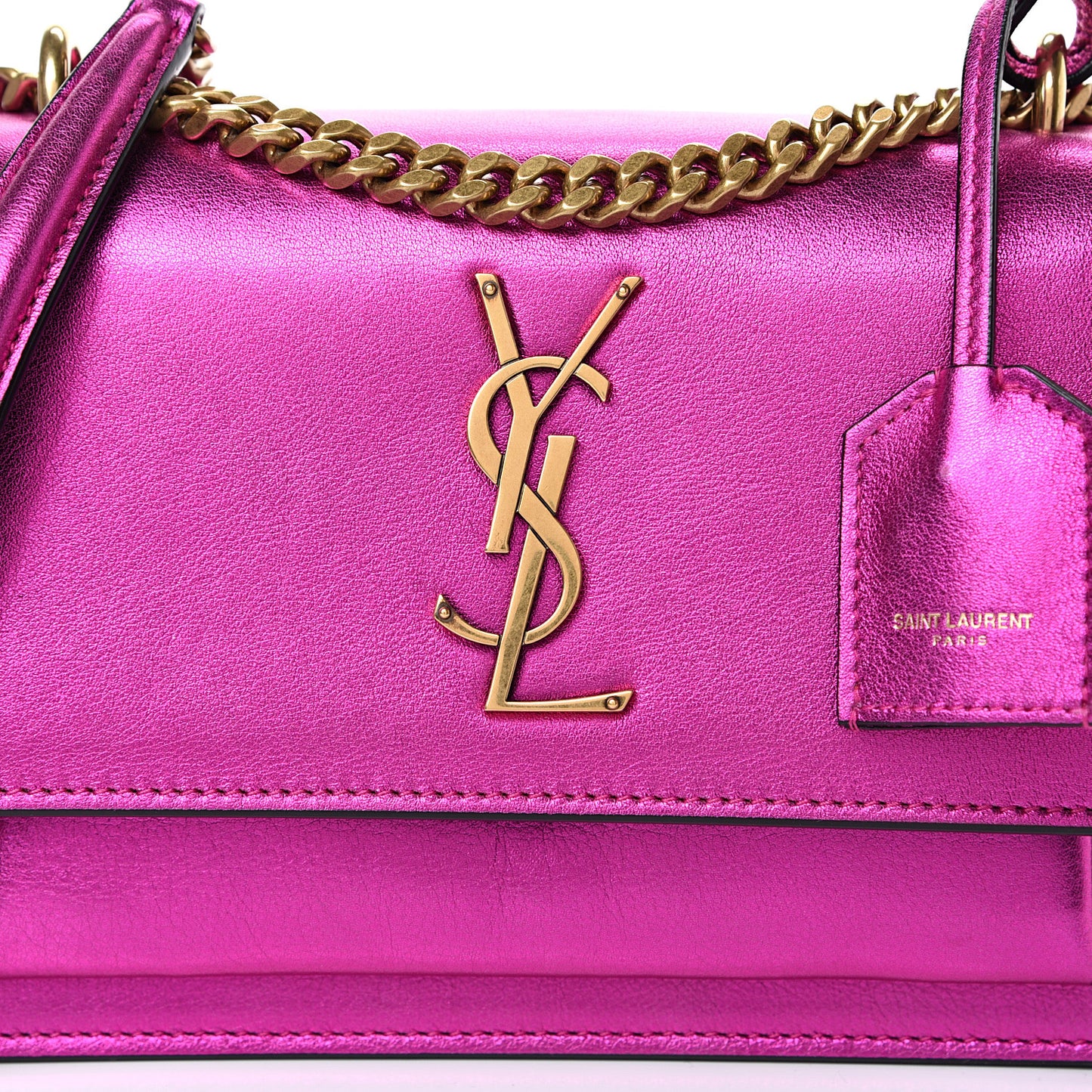 Metallic Calfskin Small Monogram Sunset Fuchsia