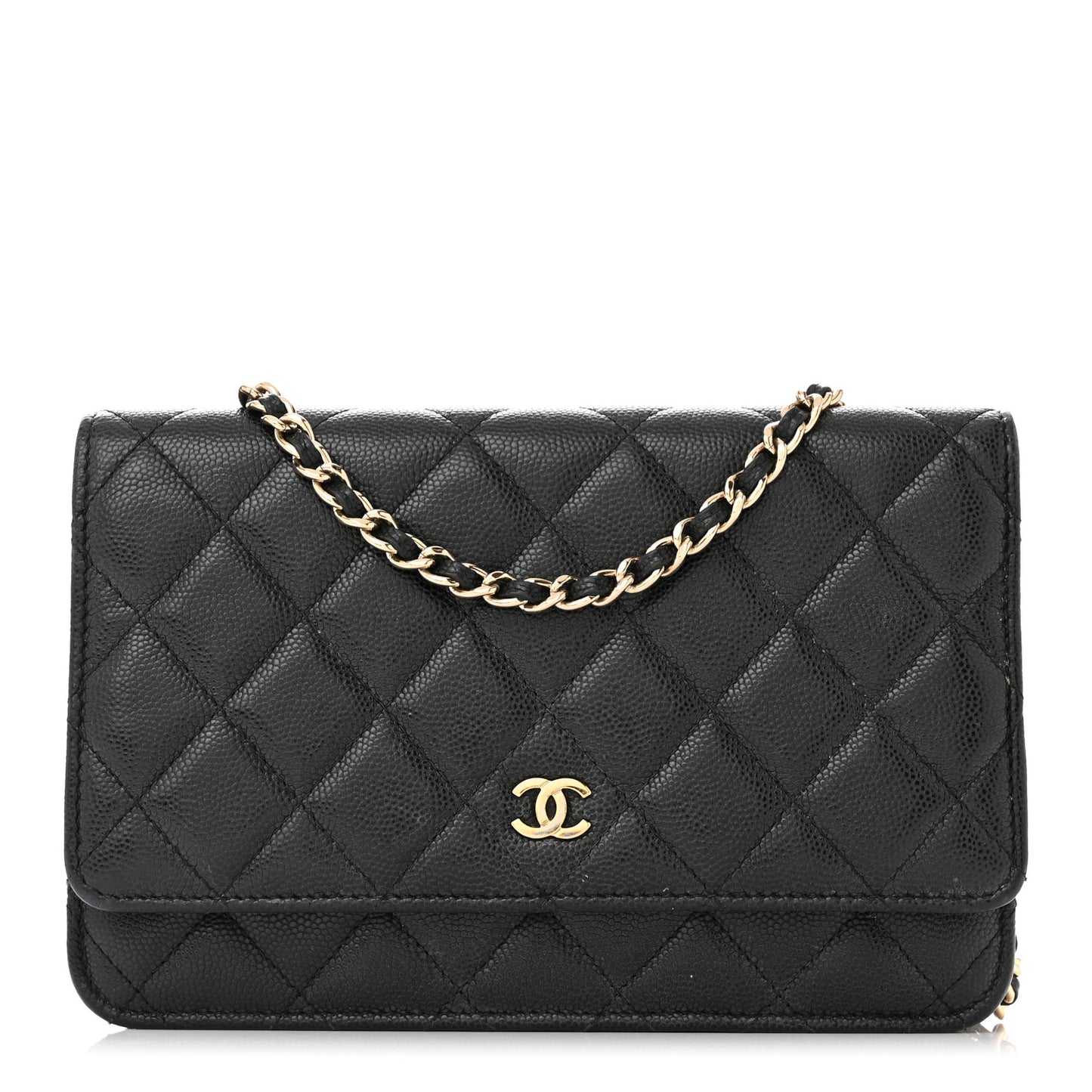 Caviar Quilted Wallet on Chain WOC Black