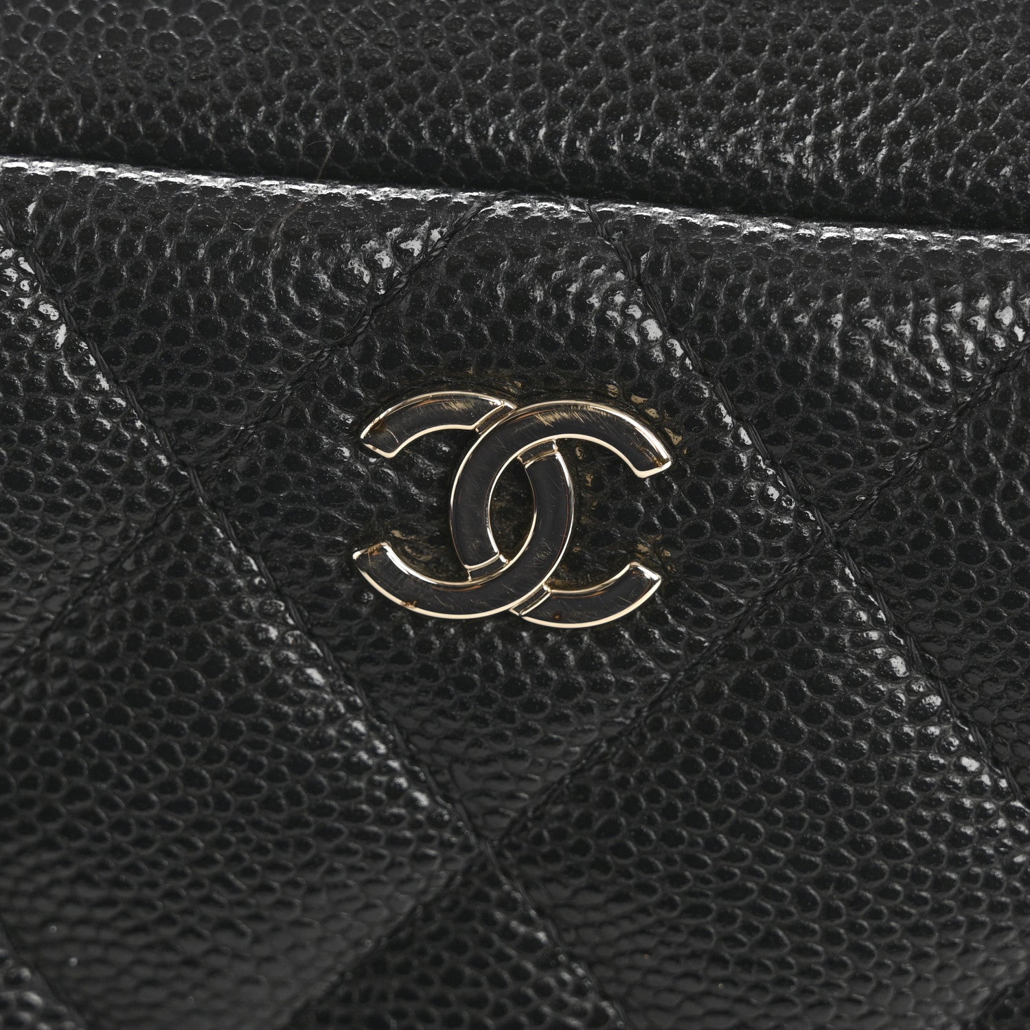 Chanel Caviar Quilted Double Zip Pouch Cosmetic Case Black 1750546