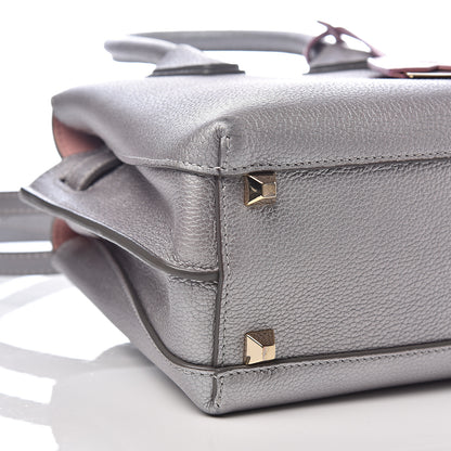 MCM Metallic Grained Calfskin Mini Milla Tote Spike Silver 6 of 9