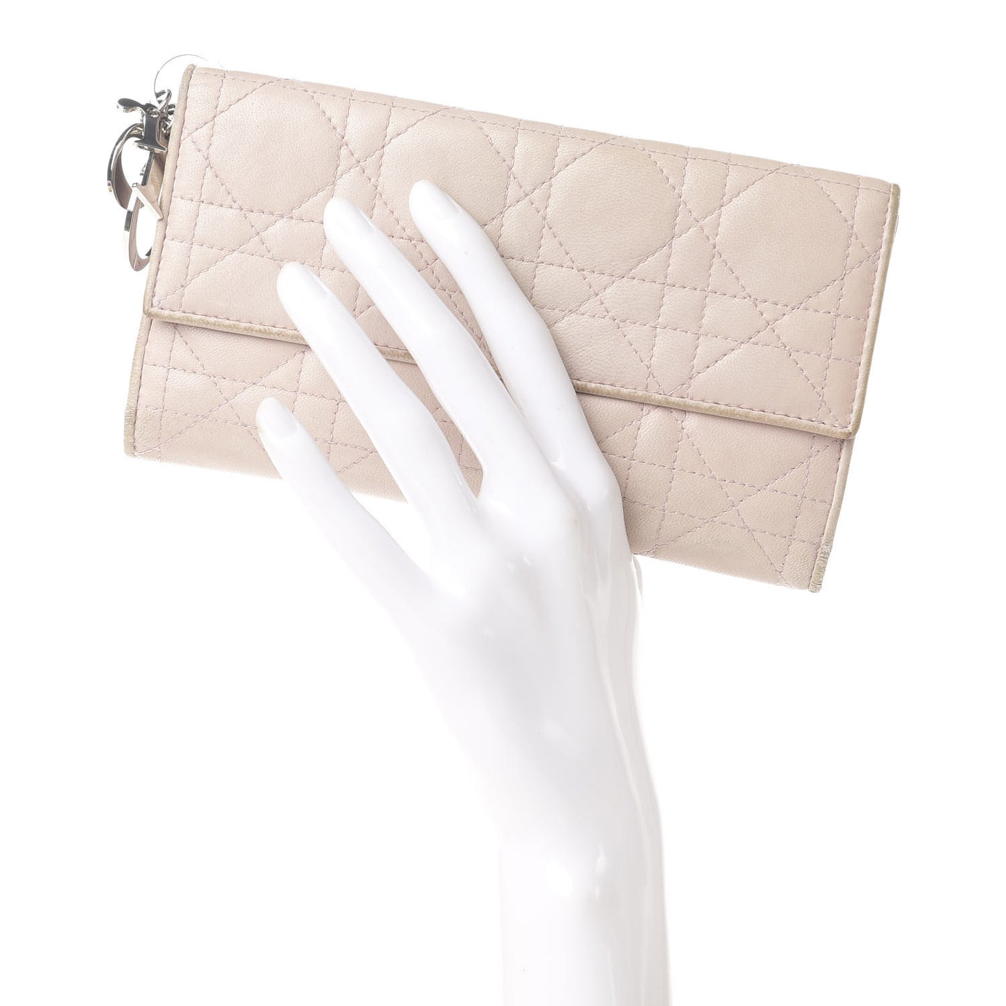 Lambskin Cannage Lady Dior Flap Wallet Light Pink