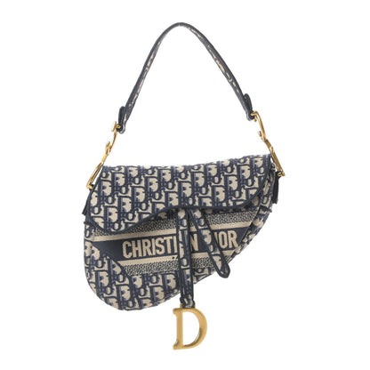 Christian Dior Oblique Embroidered Saddle Bag Blue 1 of 11