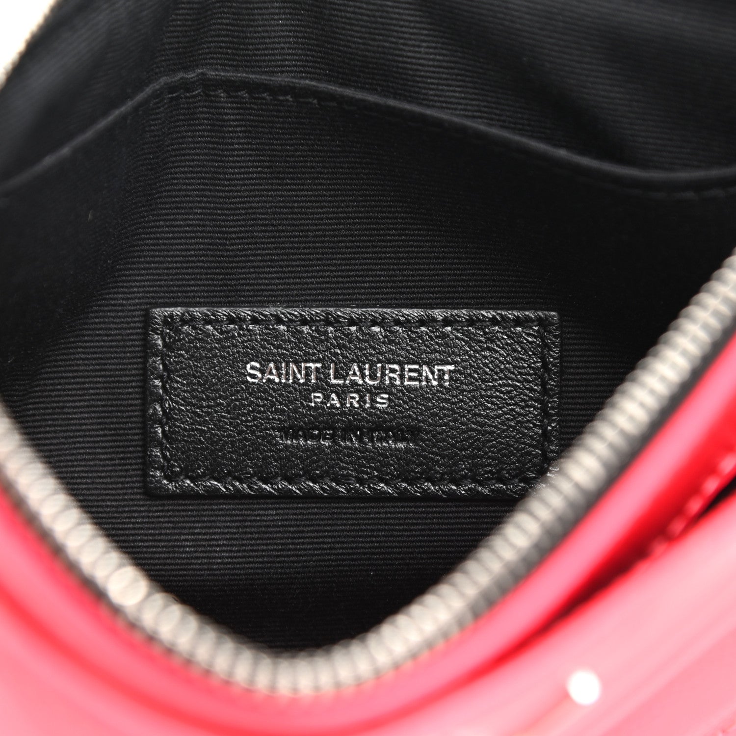 Saint Laurent Patent Grain De Poudre Matelasse Chevron Monogram Bill Pouch Neon Pink 6 of 12
