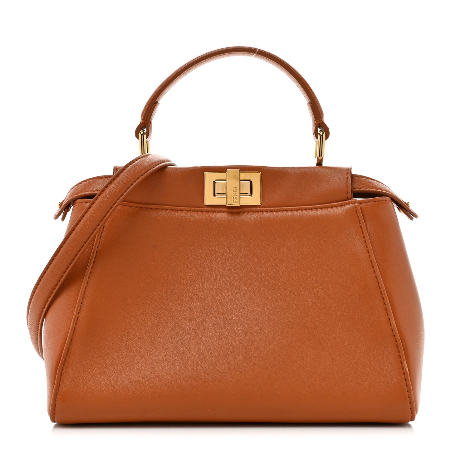 Nappa Vitello Century Gingham Embossed Mini Peekaboo Iconic Satchel Brandy White Black