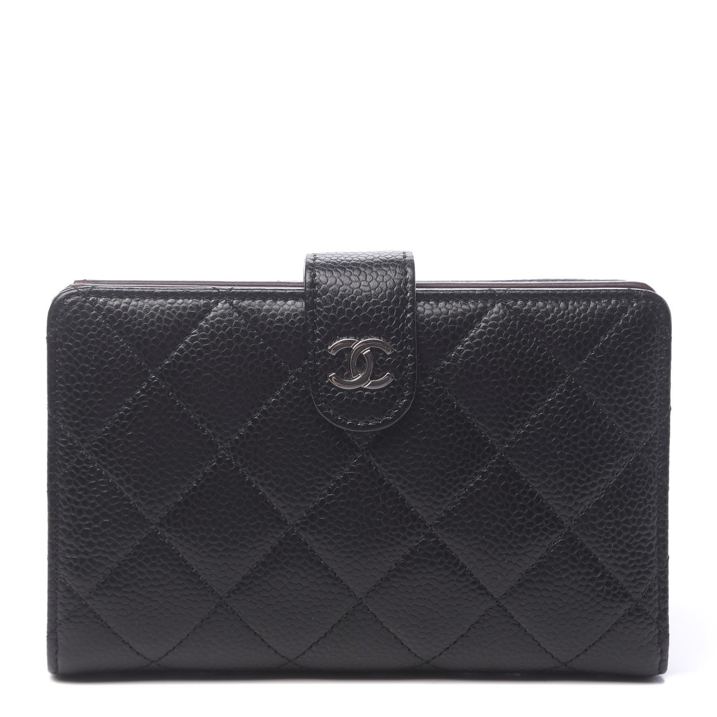 Caviar Quilted Zipped Pocket Wallet Black