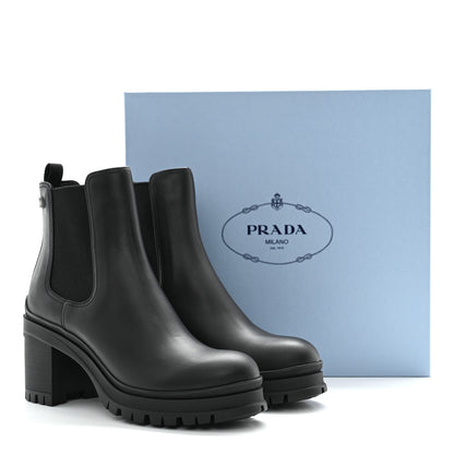 Prada Vitello Montana Lug Sole Chelsea 55mm Boots 40 Black 9 of 9