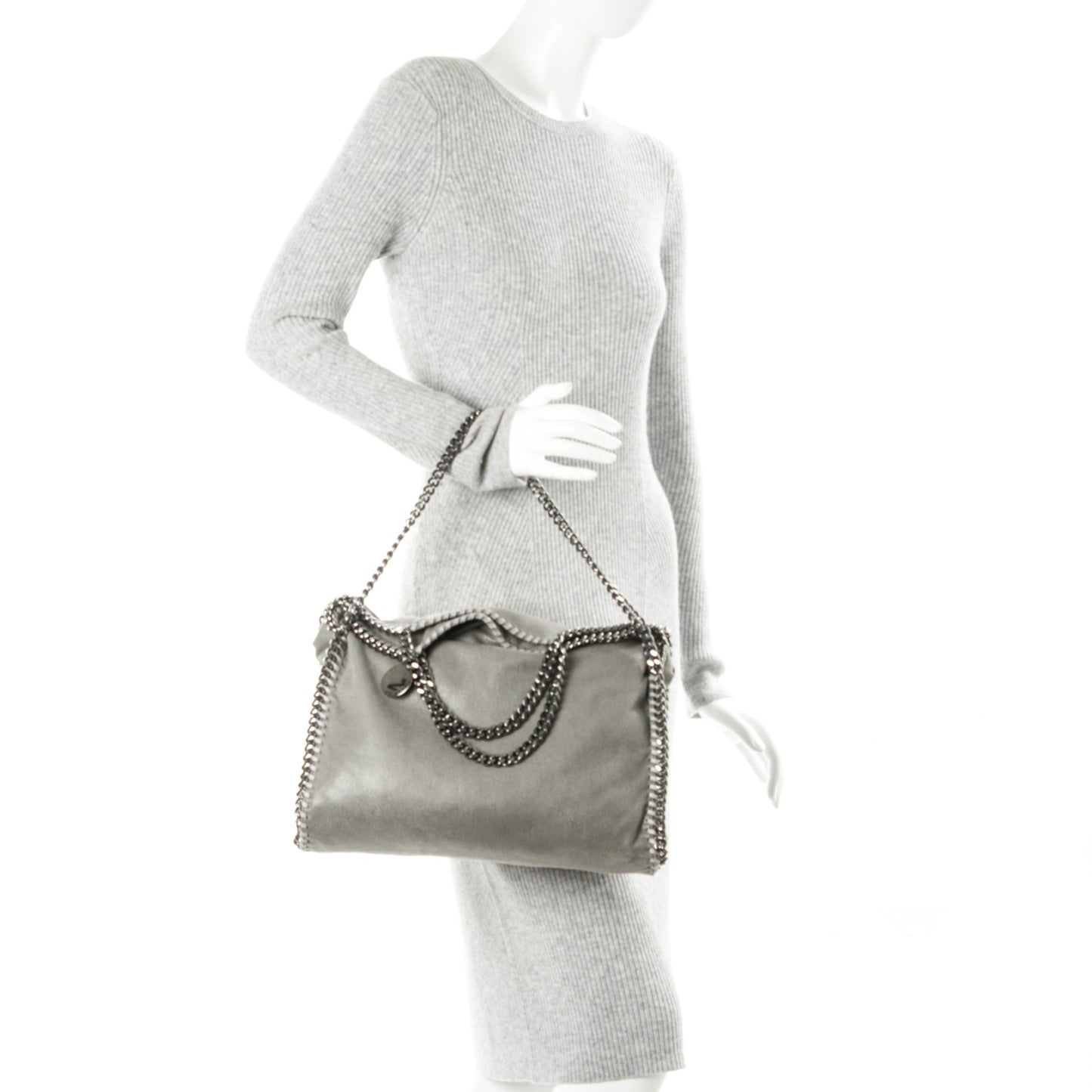 Shaggy Deer Falabella Fold Over Tote Grey