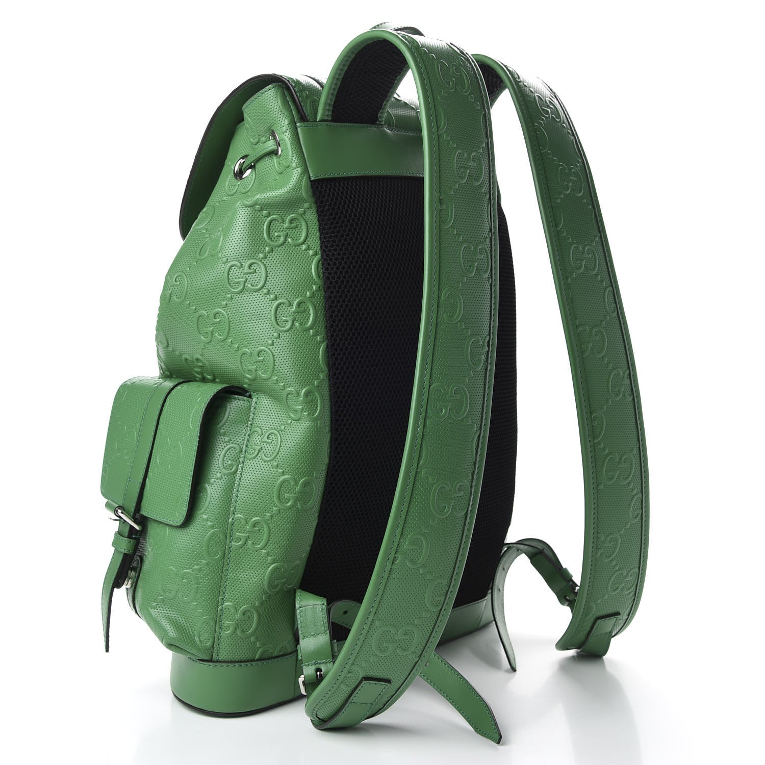 Gucci Calfskin GG Tennis Embossed Double Buckle Backpack New Shamarock Black 2 of 10