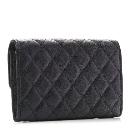 Chanel Iridescent Caviar Quilted Medium Flap Wallet Black 2 of 4