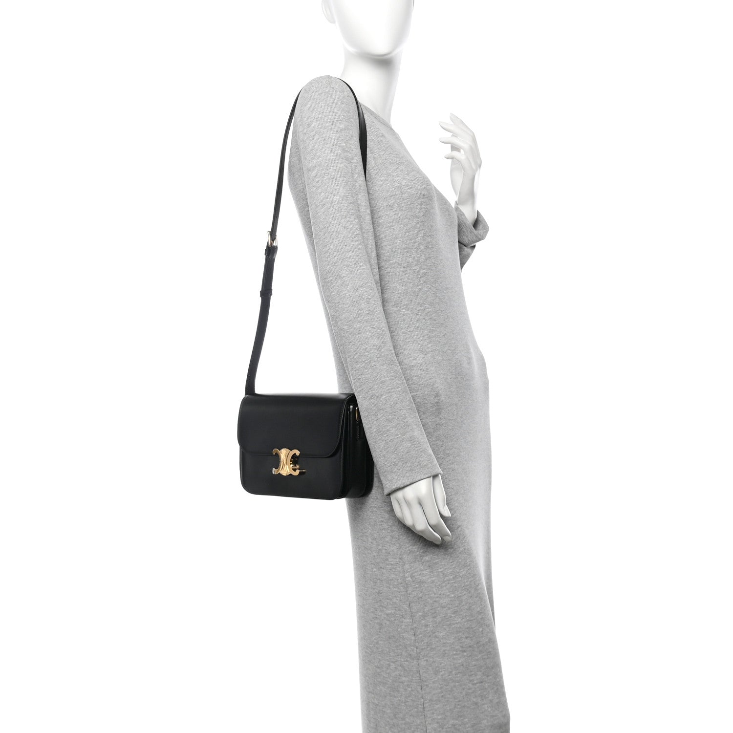 Celine Shiny Calfskin Medium Triomphe Black 2 of 10