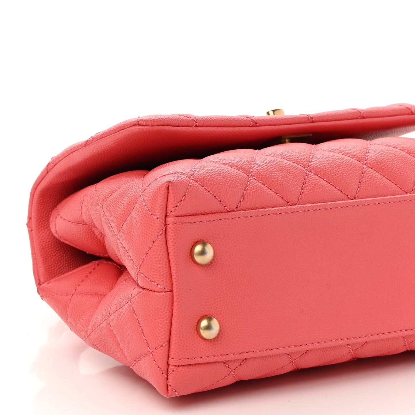 Caviar Lizard Embossed Quilted Mini Coco Handle Flap Pink