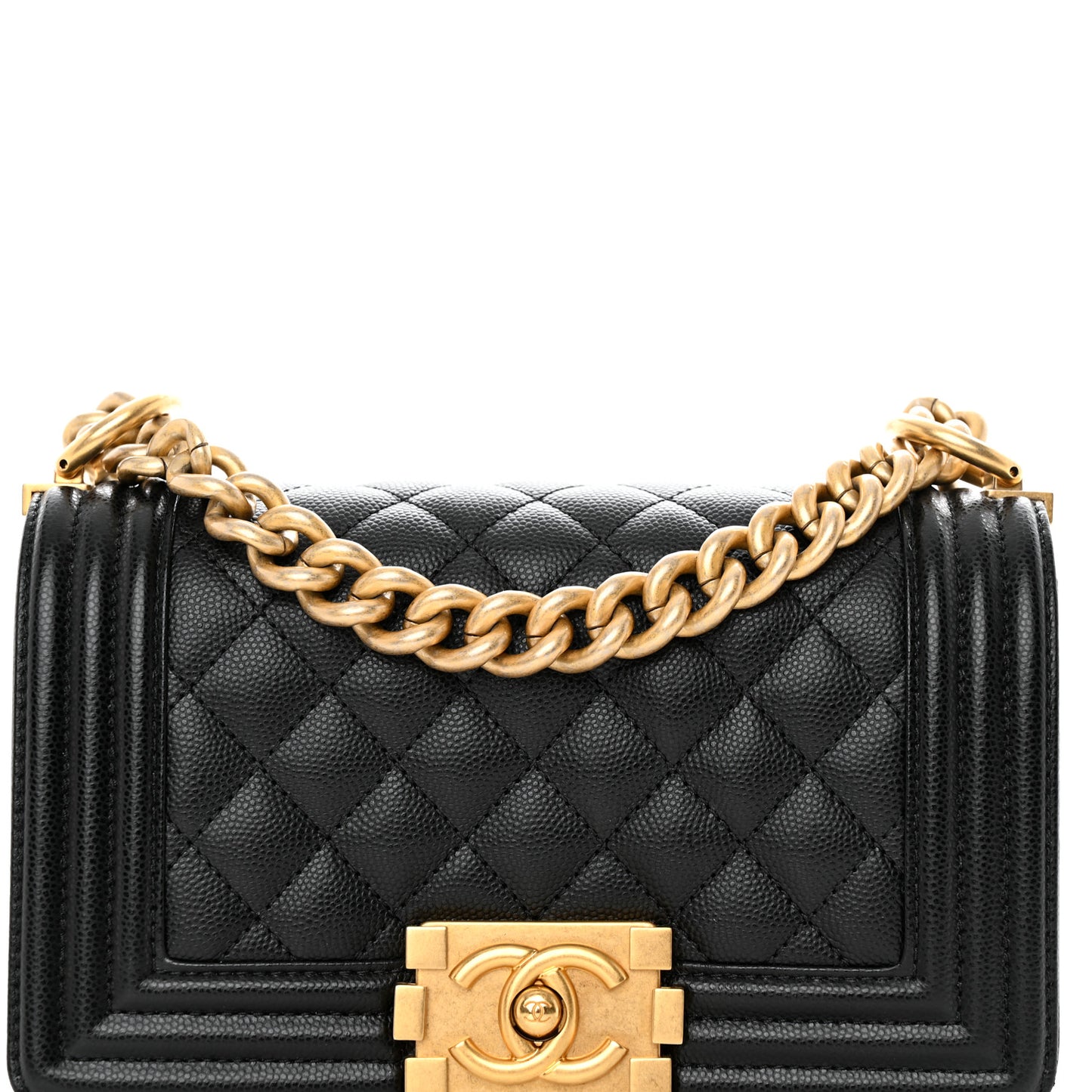 Caviar Quilted Small Boy Flap Black