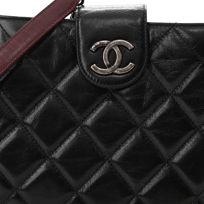 Chanel Glazed Calfskin Quilted Coco Pleats Chain Clutch Black 8 of 12