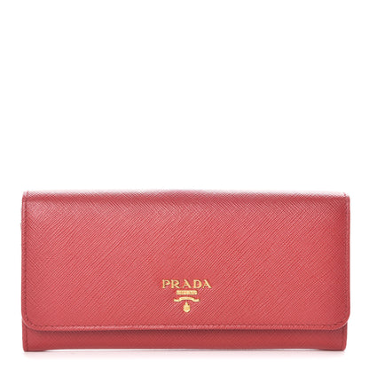 Prada Saffiano Metal Continental Flap Wallet Fuoco 1 of 12