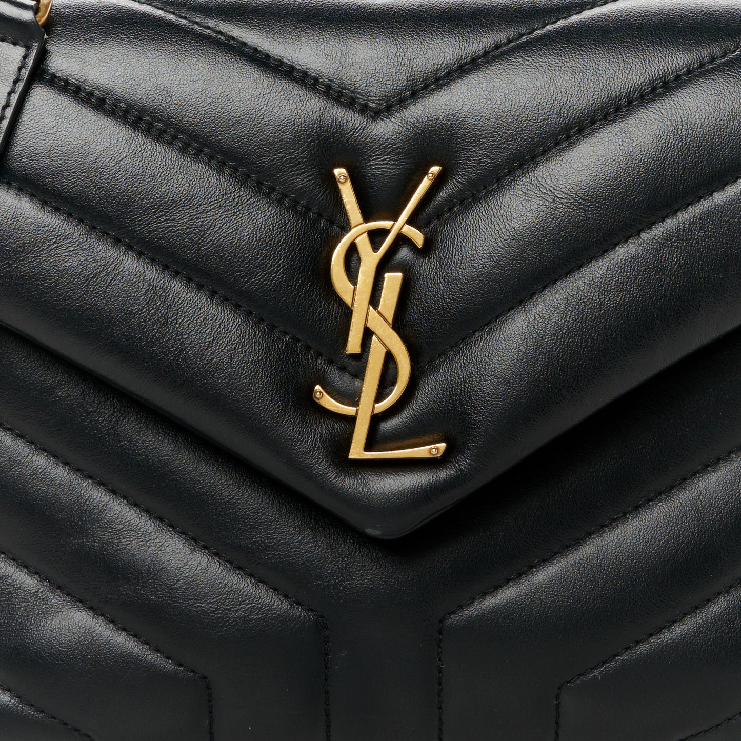Calfskin Y Quilted Monogram Small Loulou Chain Satchel Black