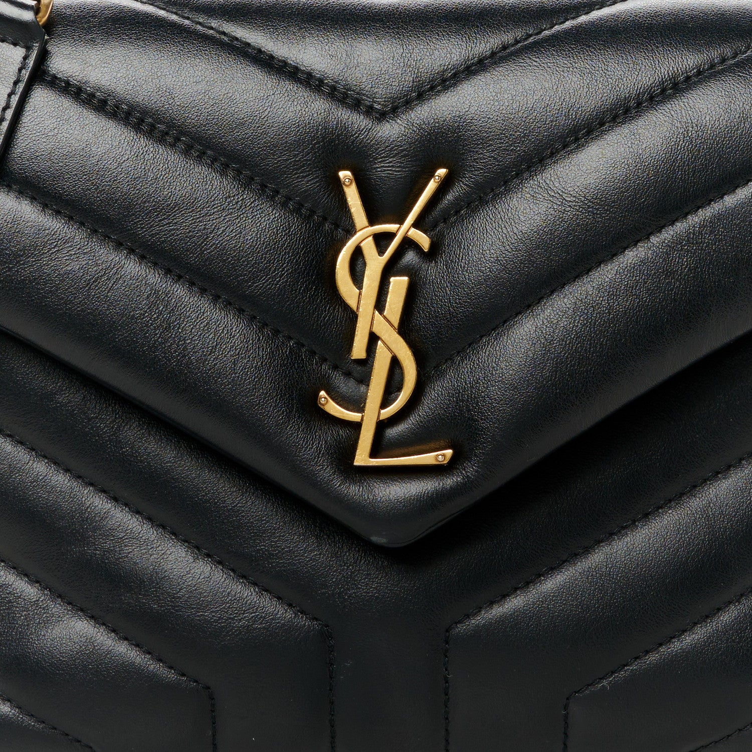 Saint Laurent Calfskin Y Quilted Monogram Small Loulou Chain Satchel Black 9 of 11