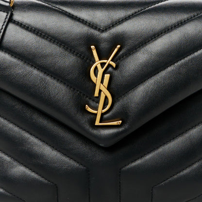 Saint Laurent Calfskin Y Quilted Monogram Small Loulou Chain Satchel Black 9 of 11