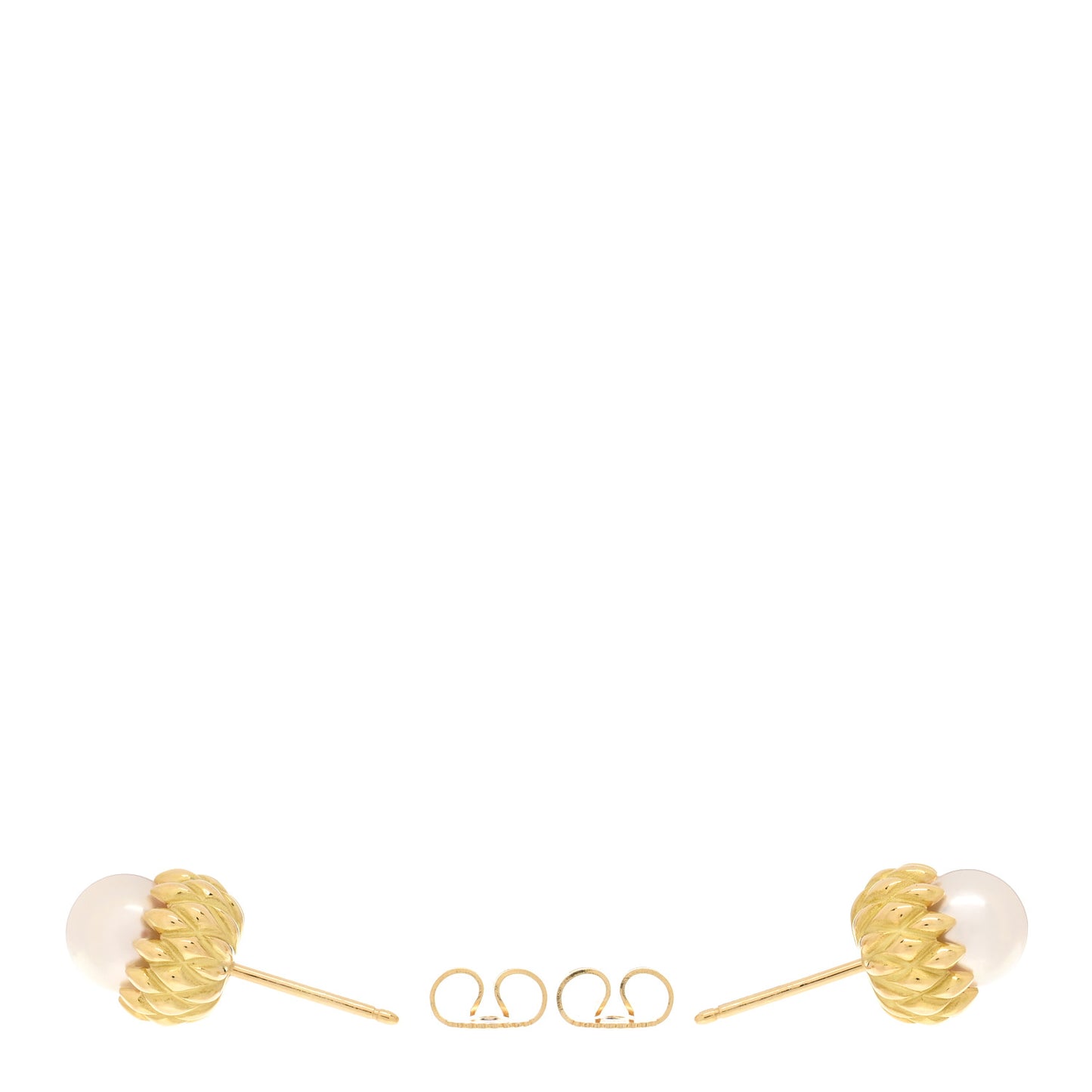 18K Yellow Gold Pearl Schlumberger Acorn Earrings