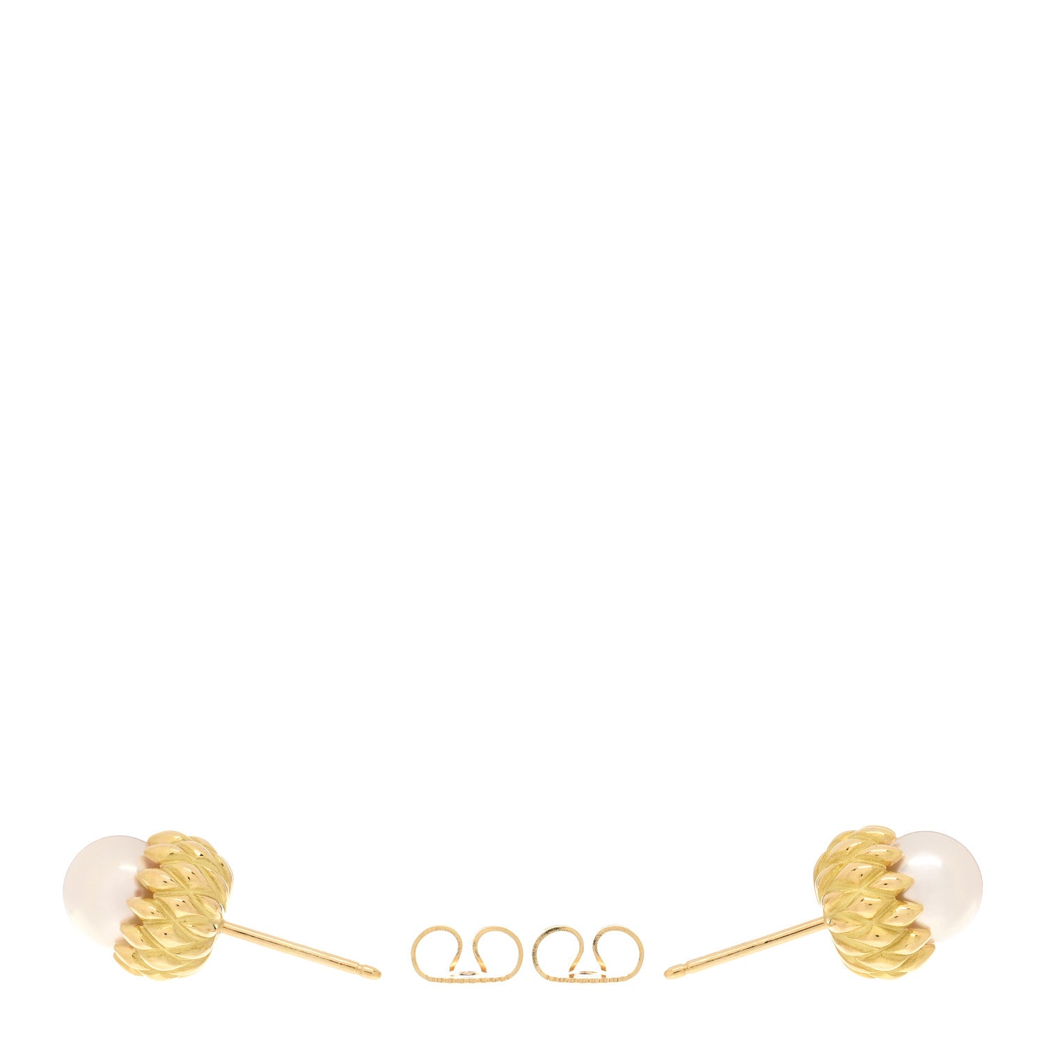 Tiffany 18K Yellow Gold Pearl Schlumberger Acorn Earrings 3 of 5