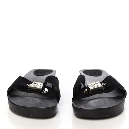 Chanel Suede CC Buckle Clogs 37 Black 2 of 9
