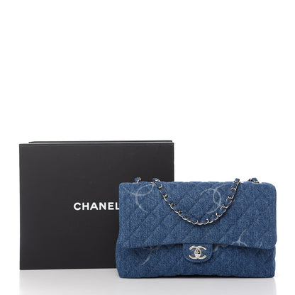 Chanel Denim Quilted CC Print Jumbo Single Flap Blue 11 of 11